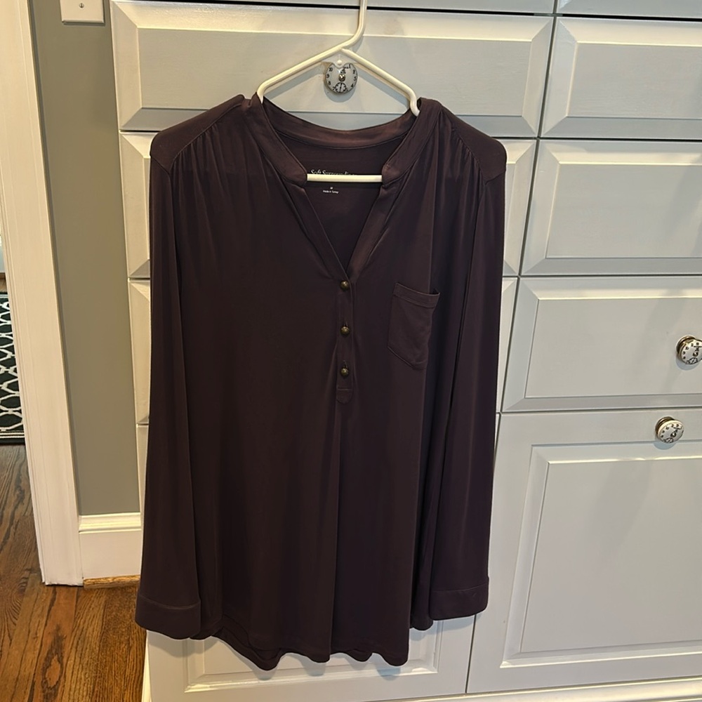 Soft Surroundings plum tunic with button detail